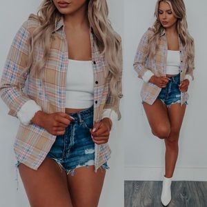 . Shop Hope’s Plaid Fleece Lined Multicolor Shacket